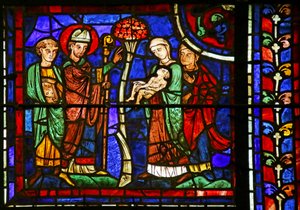 Saint Martin ressuscitant un enfant, de la vie de Saint Martin, cathédrale de Chartres - French School